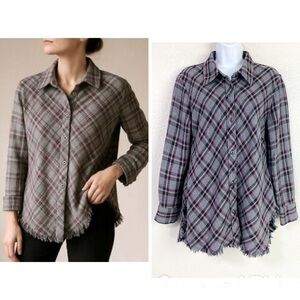 CAbi Highland Plaid Flannel Shirt Size M